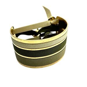 Les Interchangeables Cuff Bracelet Gold Tone with 3 Green Ribbons France